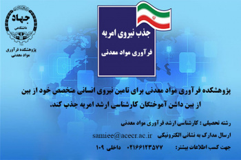 پژوهشکده  فرآوری از بین دانش آموختگان کارشناسی ارشد امریه جذب می کند.